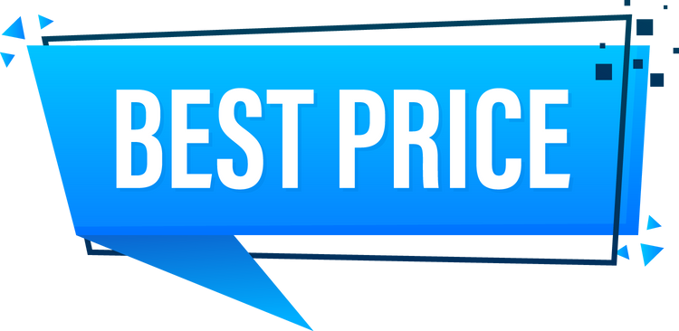 Best price text on blue banner, advertising, vector illustra